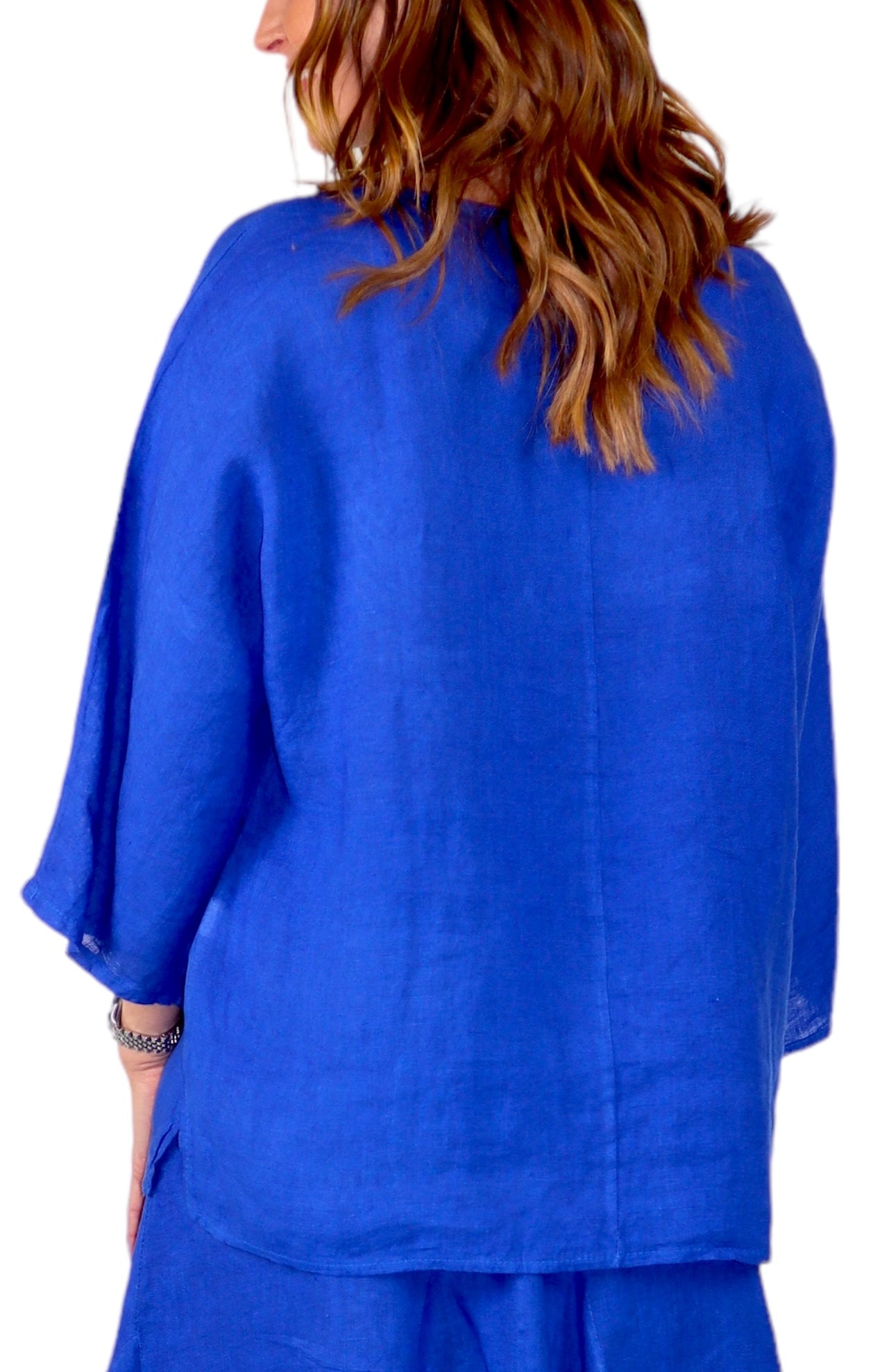 Womens Plus Size Oversized Baggy Swirl Print Artsy Bohemian 100% Linen Tunic Shirt Top | One Size Fits All