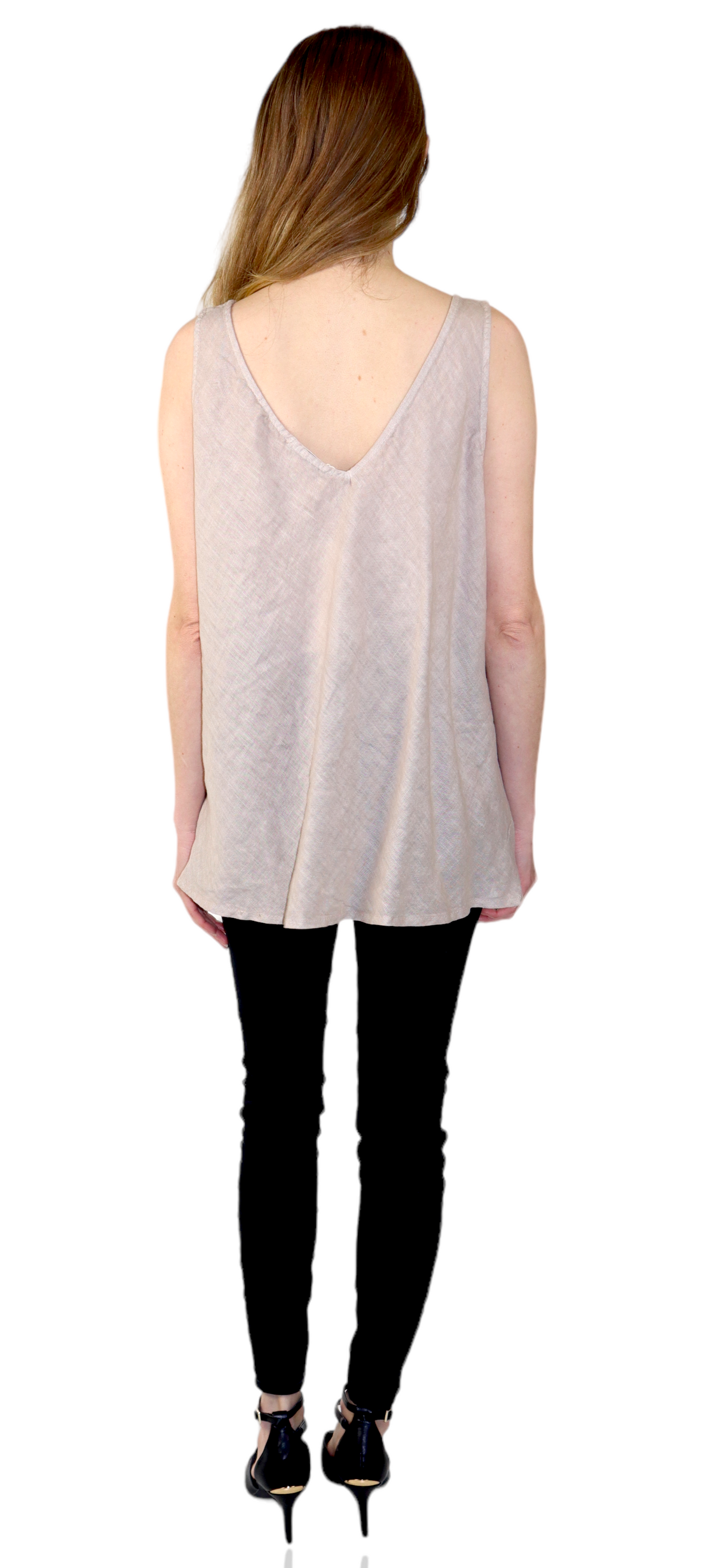 Womens Cheetah Print Linen V-Neck Biased Cut Sleeveless Tank Top Tunic Blouse