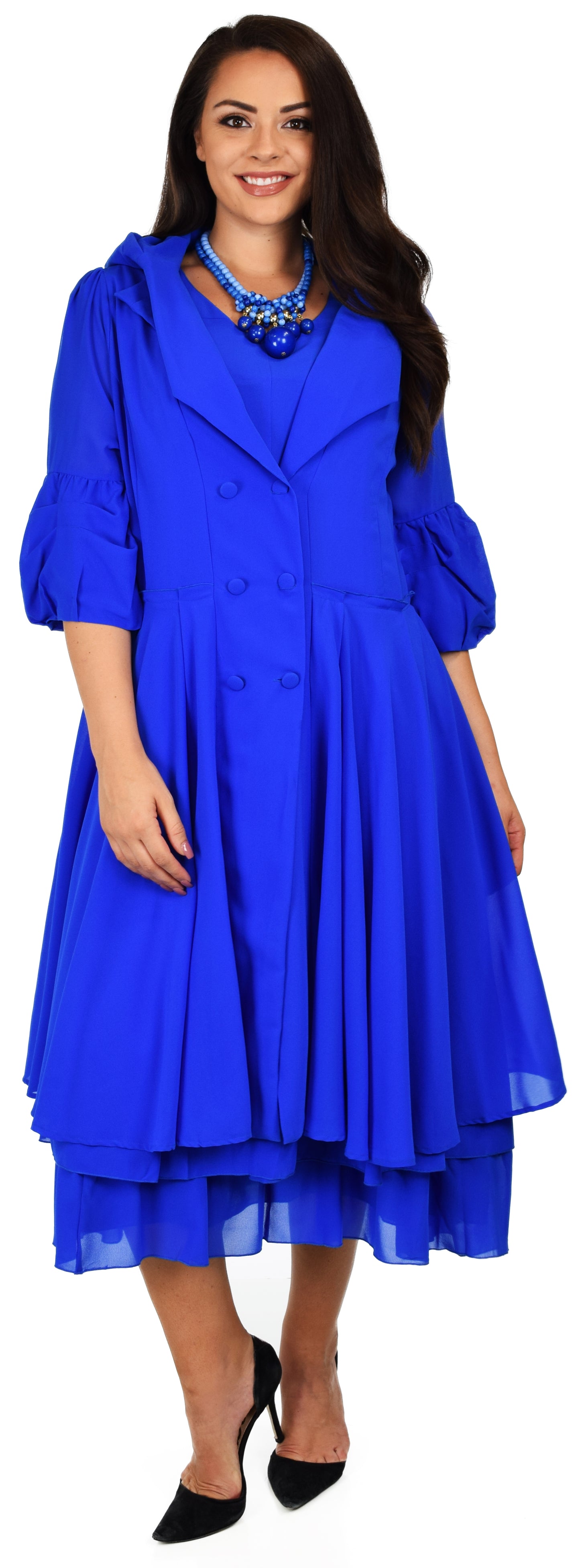 Classic 2 PC Georgette Chiffon Dress and Coat Jacket set, Women Dress and Jacket Set,