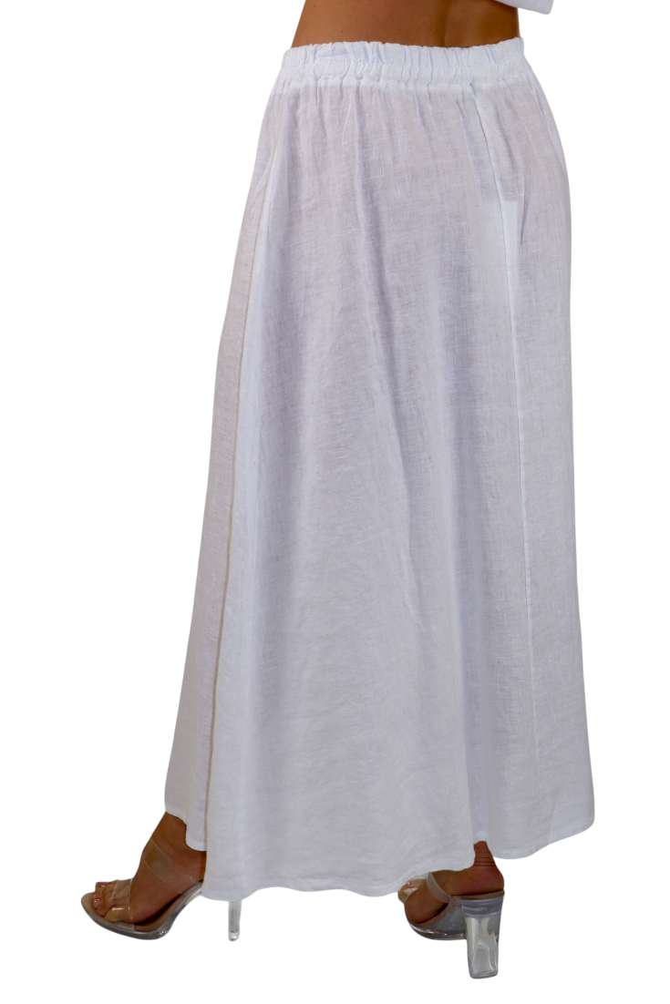 Women 100% Pure Linen Boho Bohemian Flowy Breathable Maxi Skirt