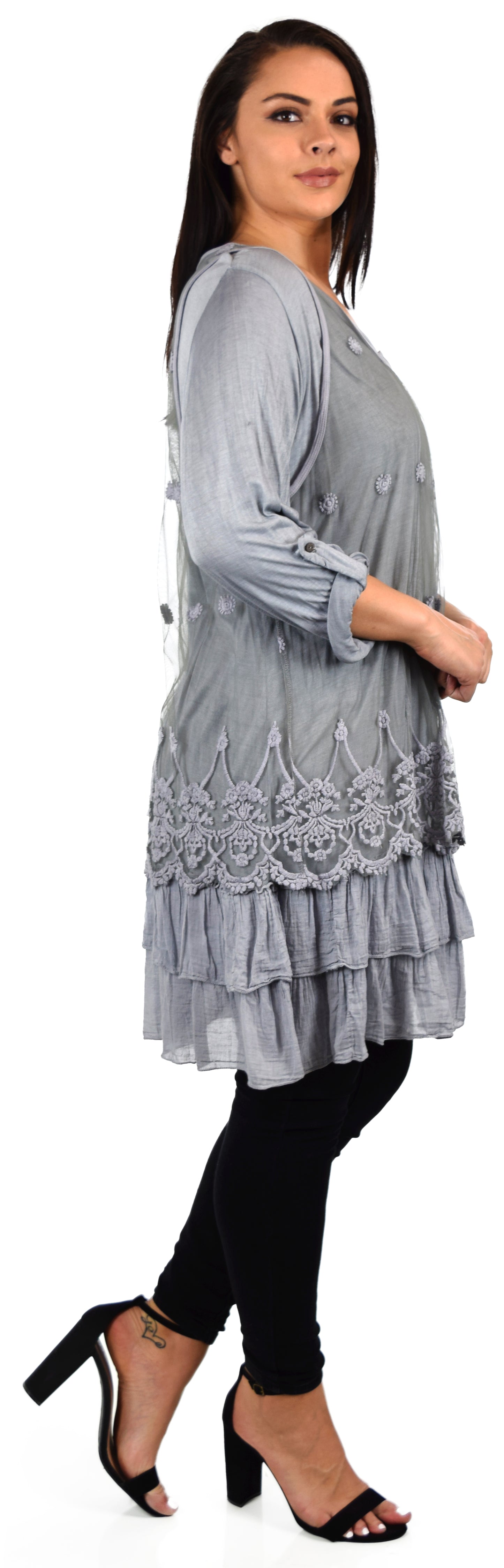 2 PC Lace Women Plus Size Tunic, Asymmetrical Lace Tunic, 2 Pc women blouse, Vintage look tunic, Loose fitting Tunic,