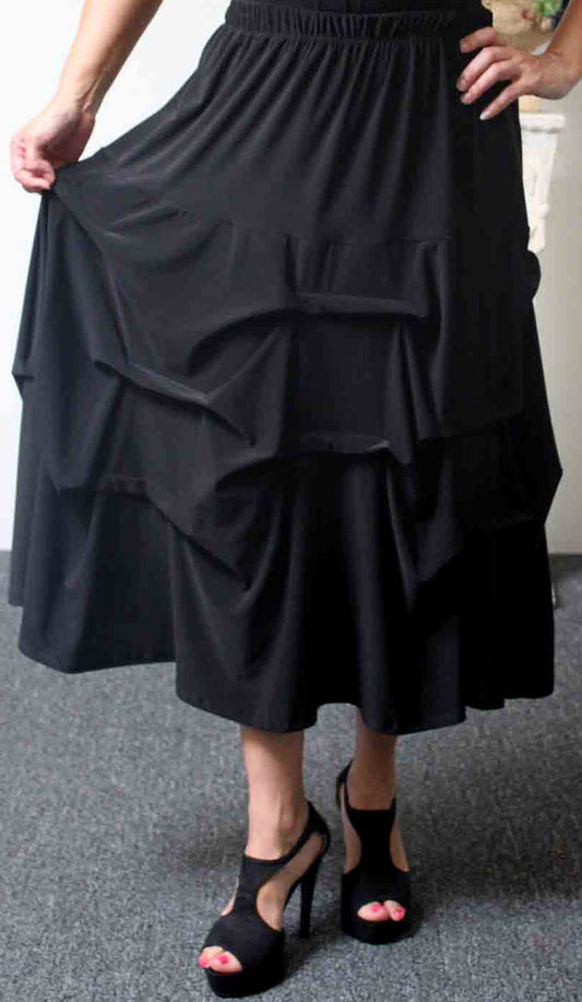 Arsty Skirt MIDI SKIRT, Designer Lagenlook Skirt, Plus size skirt , Gathered skirt , Front and back ticjed skirt, Midi Skirt, Addition to our Travel Line with side pockets