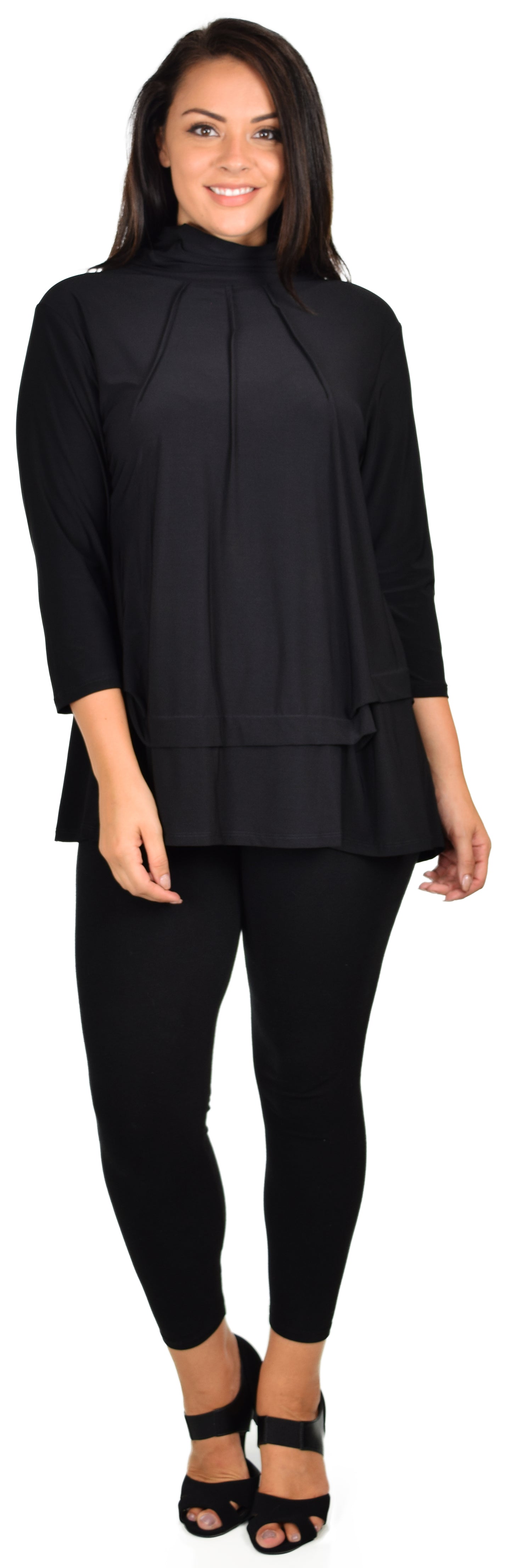 New Travelers Turtle neck Plus size top, lagenlook Designer tunic with details