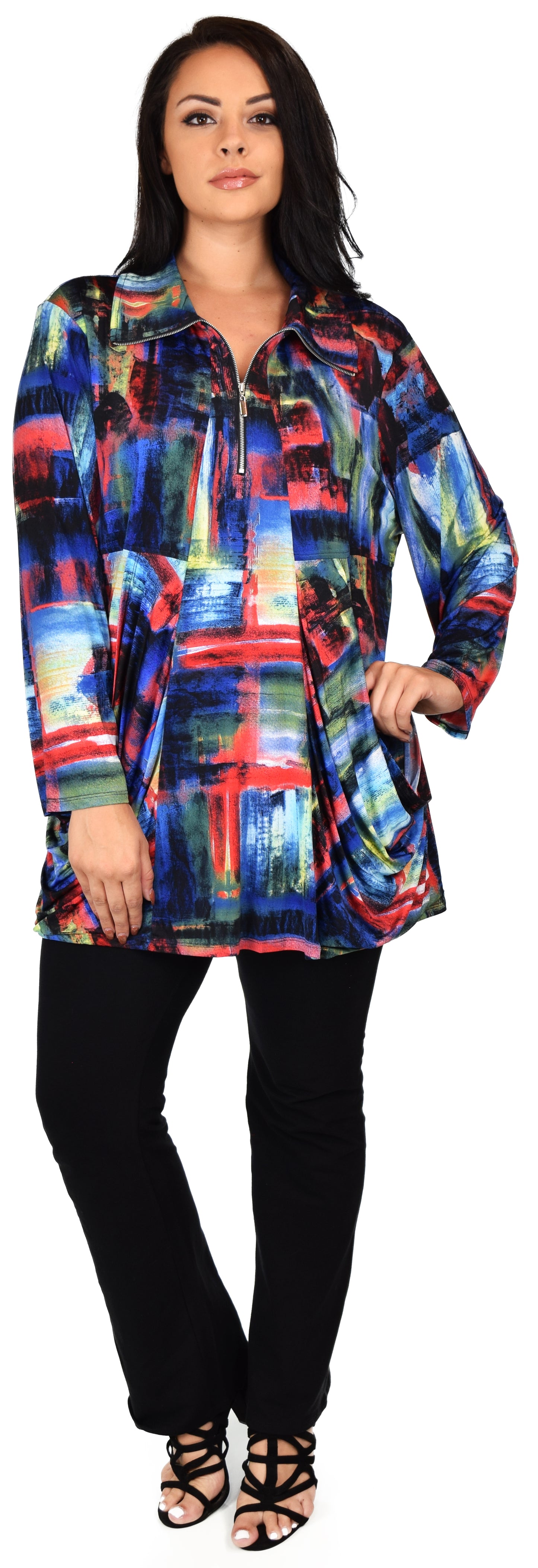 Made in USA, Celebrity Designer Exotic Print Tunic, Travelers Tunic, Plus Size Tunic, Lagenlook Tunic, Large to 3XL