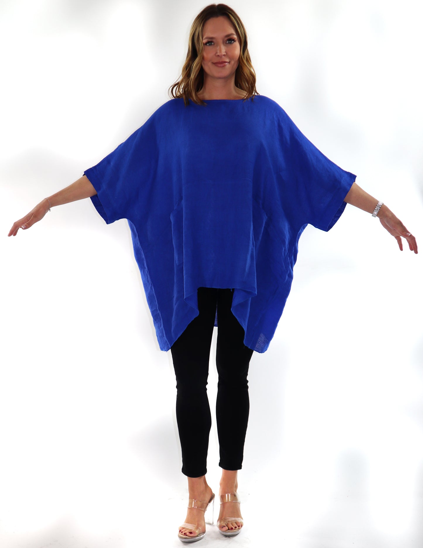 Women's Bohemian Boxy Poncho Style Tunic, Made in Italy, One Size Fits All, Made in Italy