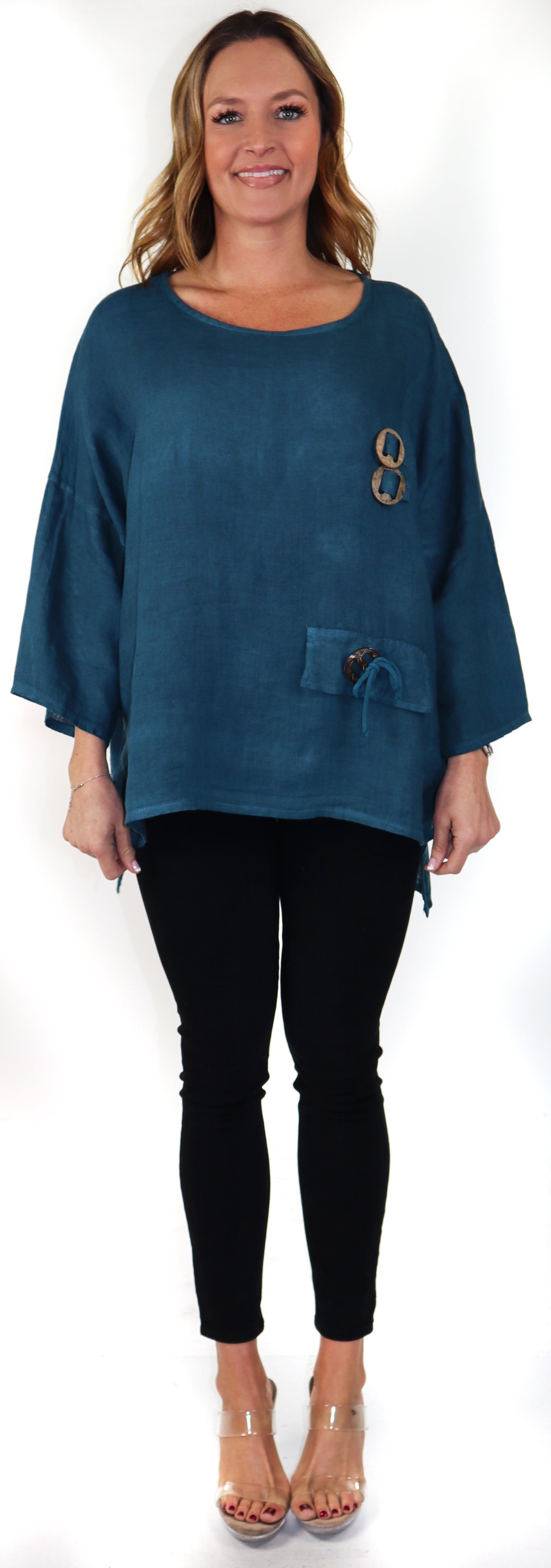 Loose Fit Oversized Tunic Blouse Top, One Size Fits All, 100% Natural Linen