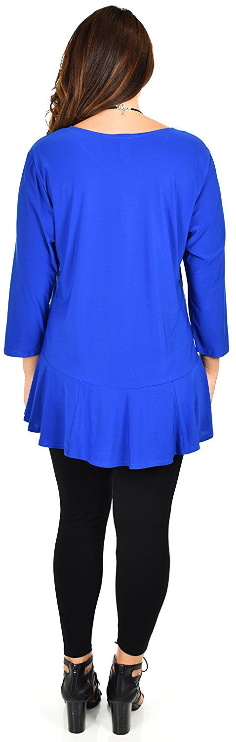 Plus Size Flare Hem Babydoll Summer Swing Tunic Blouse Top