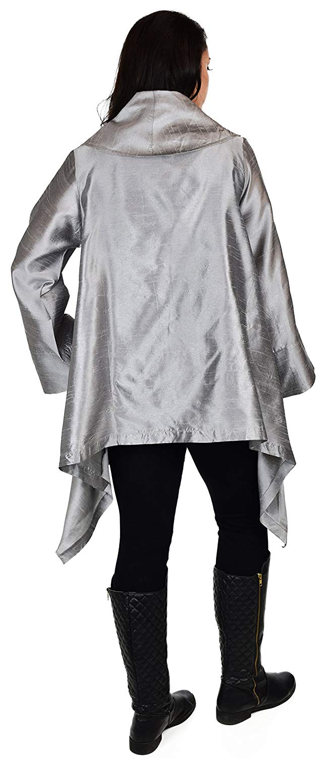 Dare2bStylish Women Plus Size Loose Fitting Poly Silk Designer Cover Up Duster Jacket