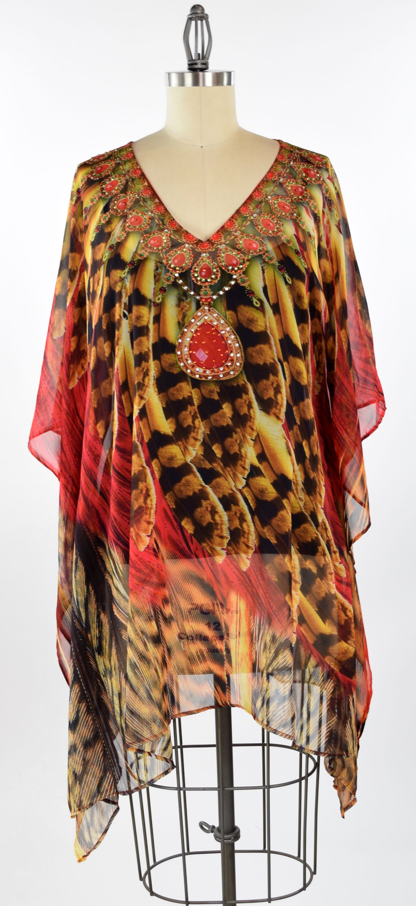 Embellished Kaftan, Artsy Caftan, Gorgeous and Sensational Beaded Kaftan, Chiffon Caftan,Plus Size Caftan Fits 1XL/2XL /3XL