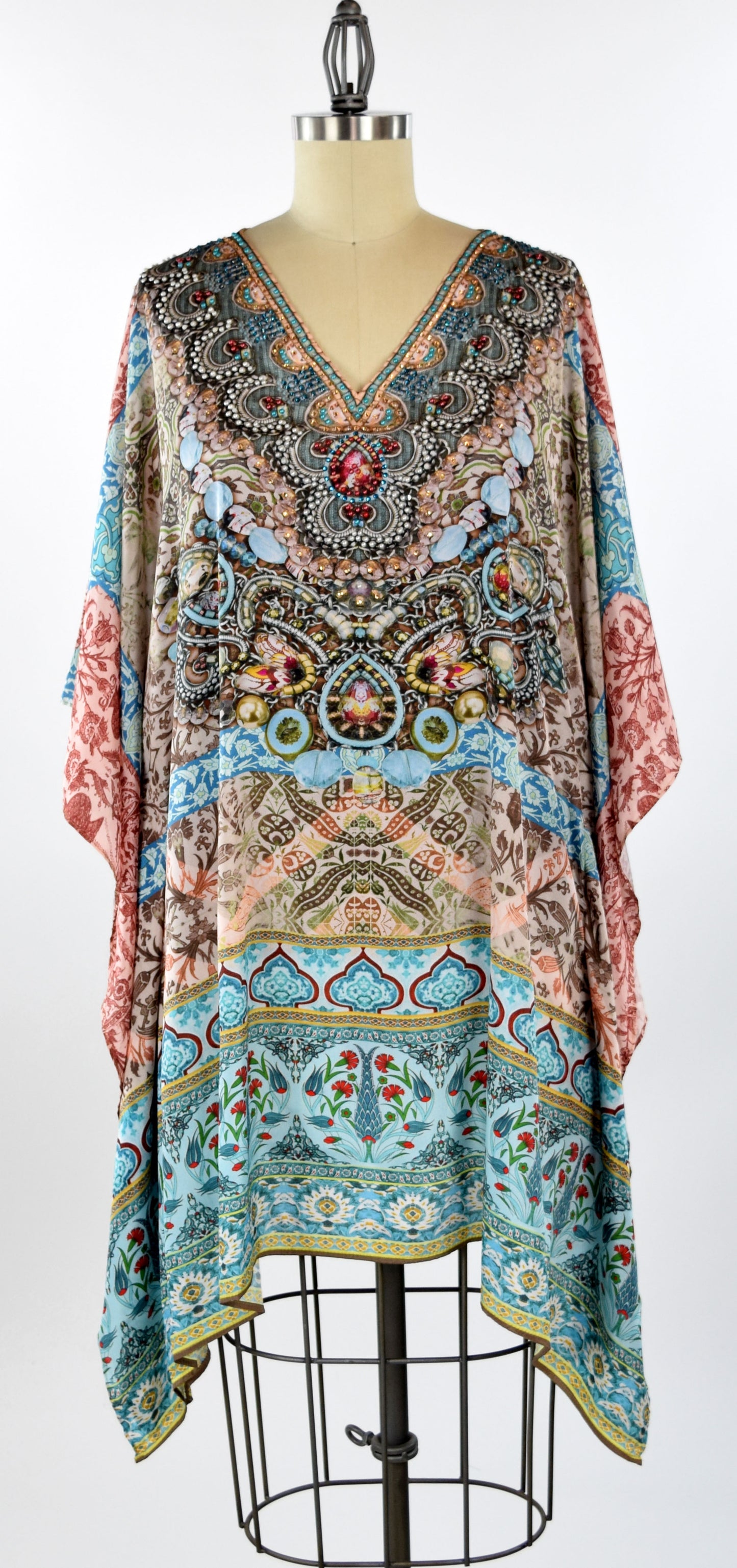 Embellished Kaftan, Artsy Caftan, Gorgeous and Sensational Beaded Kaftan, Poly Silk Caftan,Plus Size Caftan Fits 1XL/2XL /3XL