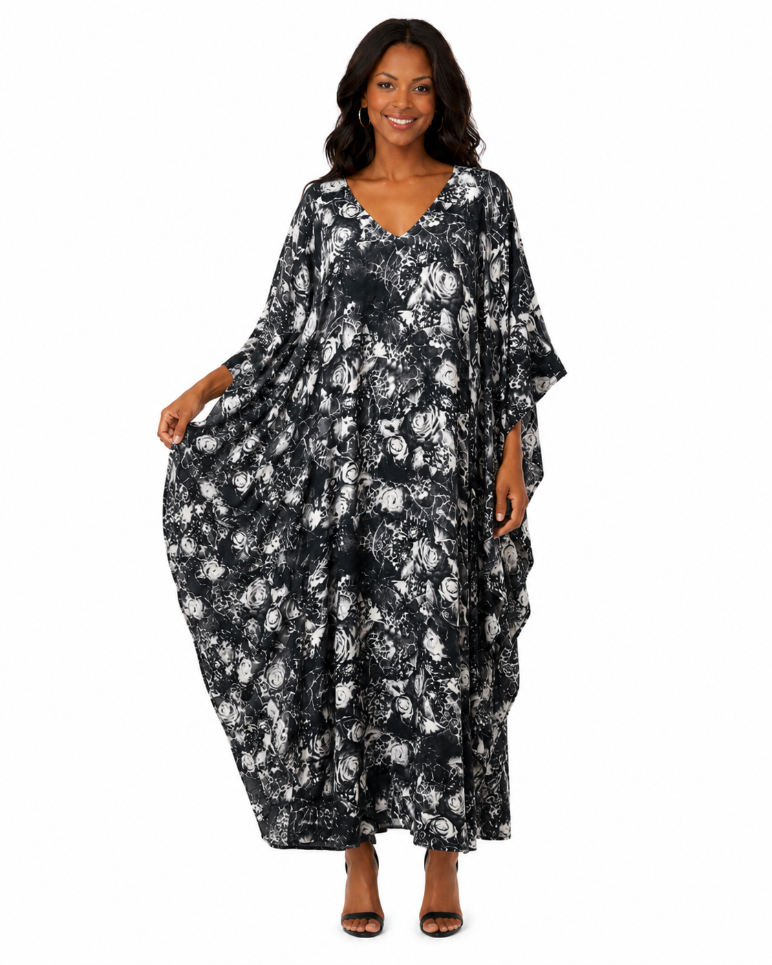 Soft Rayon Printed Long Kaftan Caftan Cover Up Kimono Plus Sizes