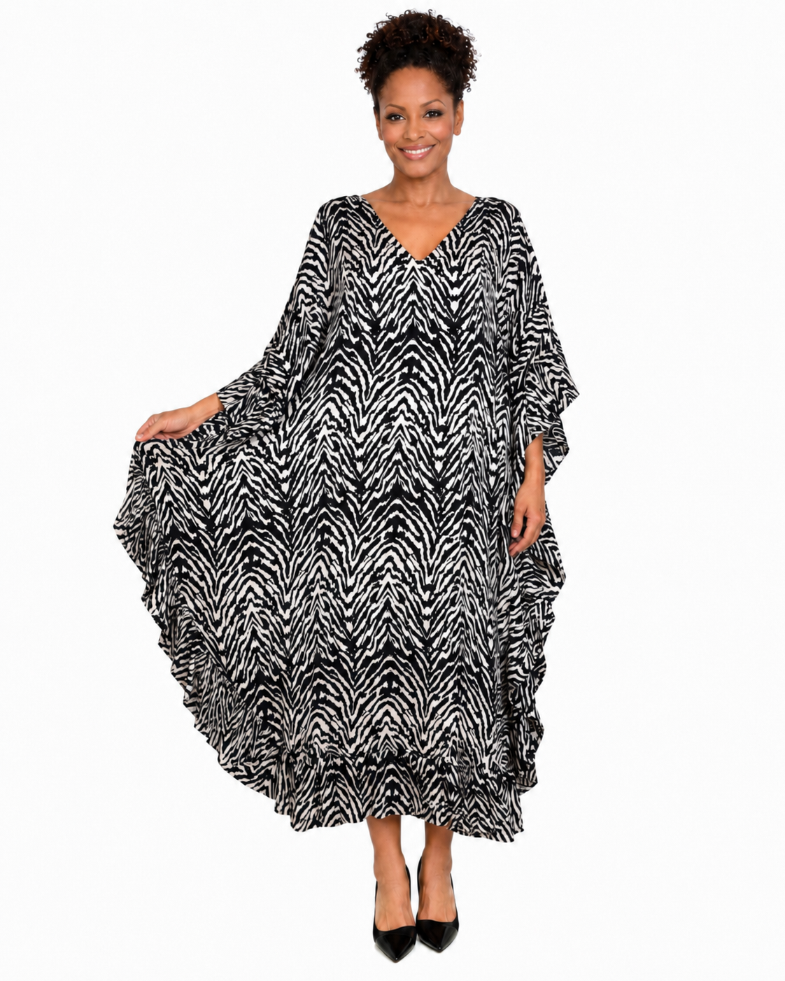 Soft Rayon Printed Long Kaftan Caftan Cover Up Kimono Plus Sizes