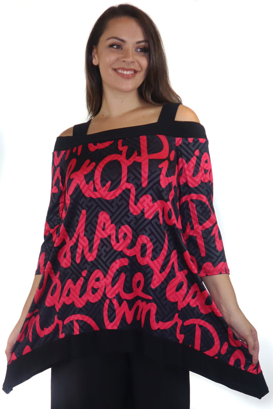 Cold Shoulder Tunic, Classic Plus size Tunic top with cut out details to the shoulders. S to 3XL