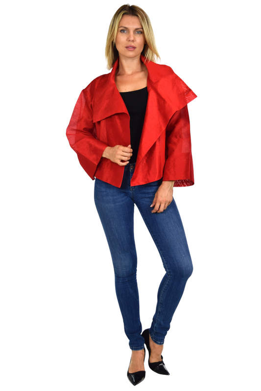 Crop Jacket, Silk Jacket, Short Jacket, Stunning and Aristocratic, Bolero Jacket in Poly Raw Silk, Fits Medium to 1XL