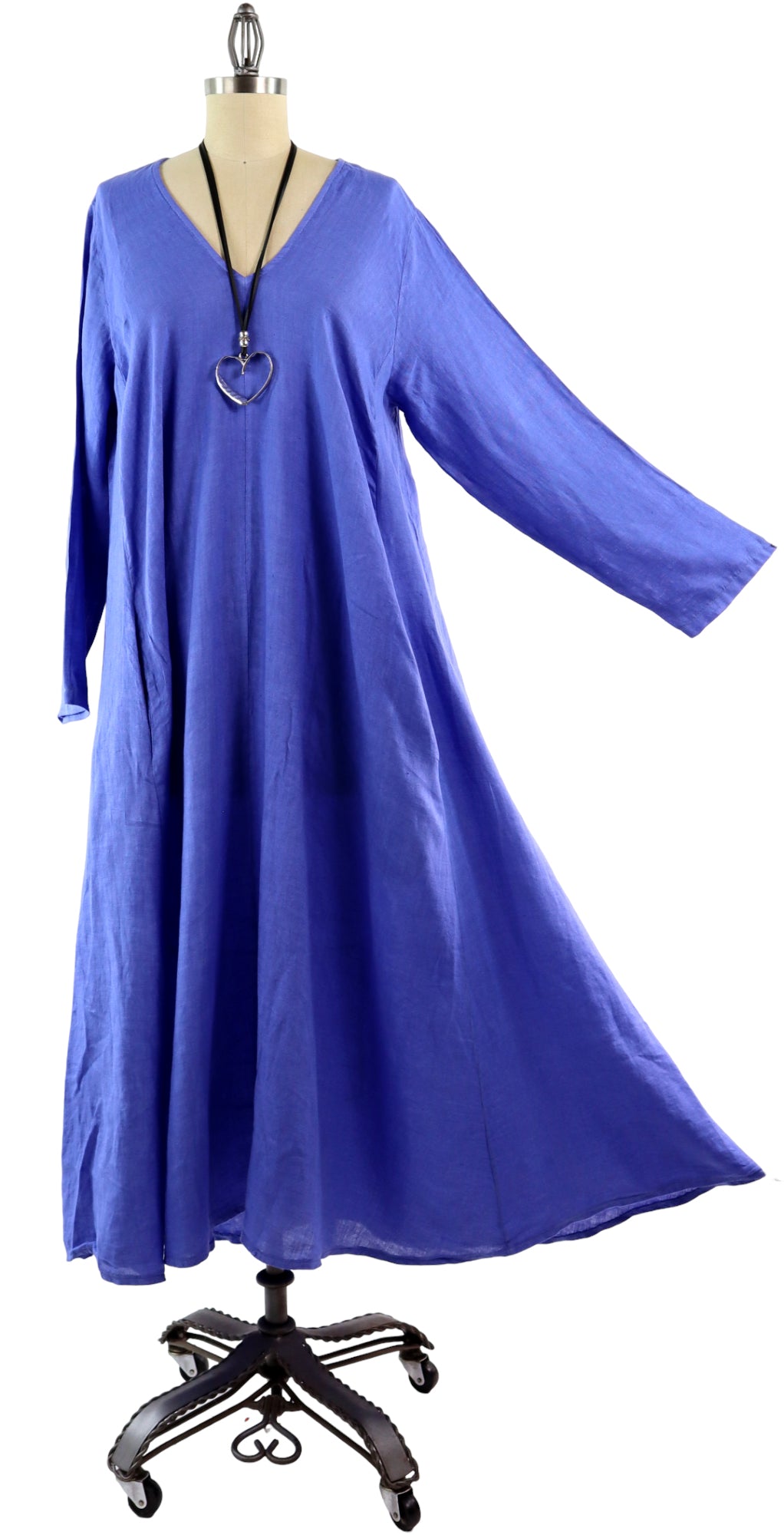 Womens Swing Maxi Dress, Loose Fitting, Made in Italy | Regular and Plus Sizes, 100% Linen