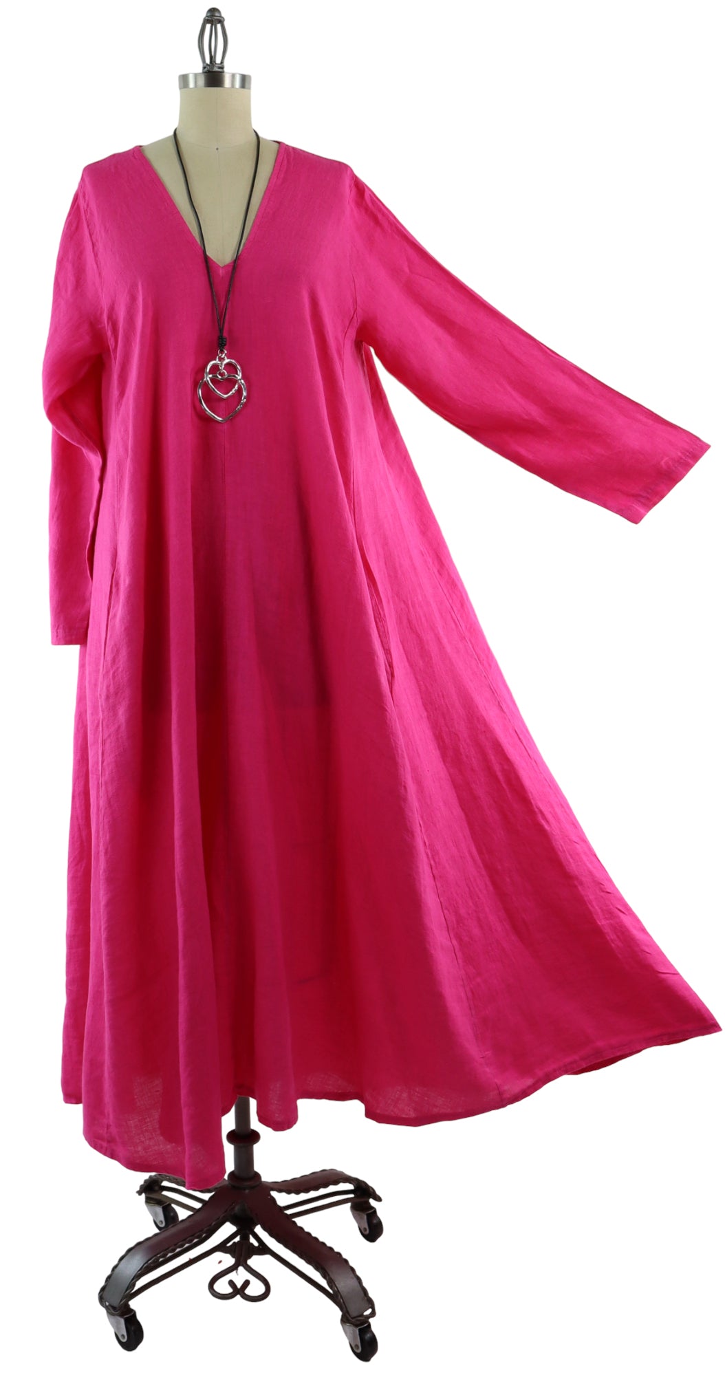 Womens Swing Maxi Dress, Loose Fitting, Made in Italy | Regular and Plus Sizes, 100% Linen