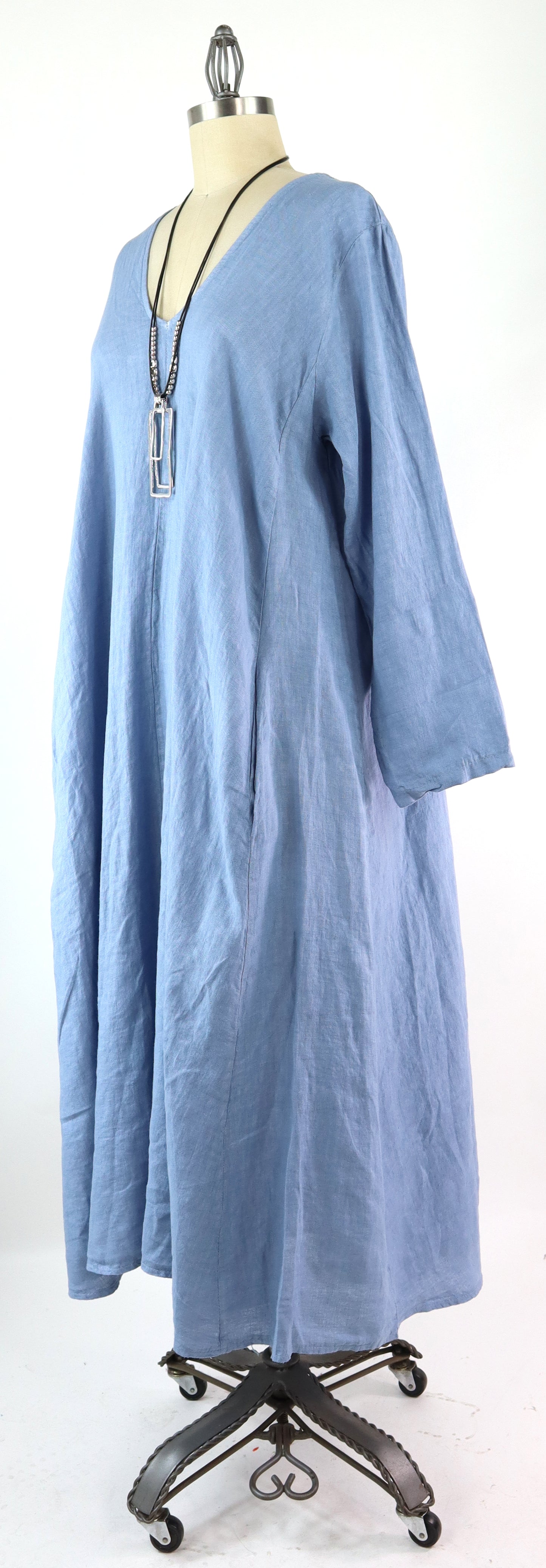 Womens Swing Maxi Dress, Loose Fitting, Made in Italy | Regular and Plus Sizes, 100% Linen