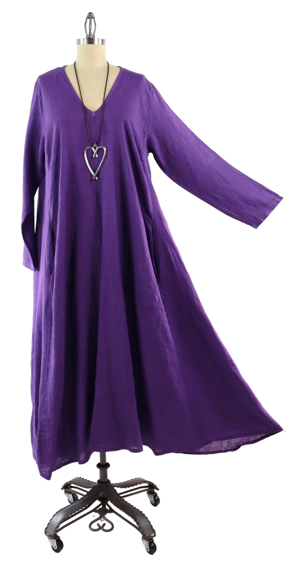 Womens Swing Maxi Dress, Loose Fitting, Made in Italy | Regular and Plus Sizes, 100% Linen