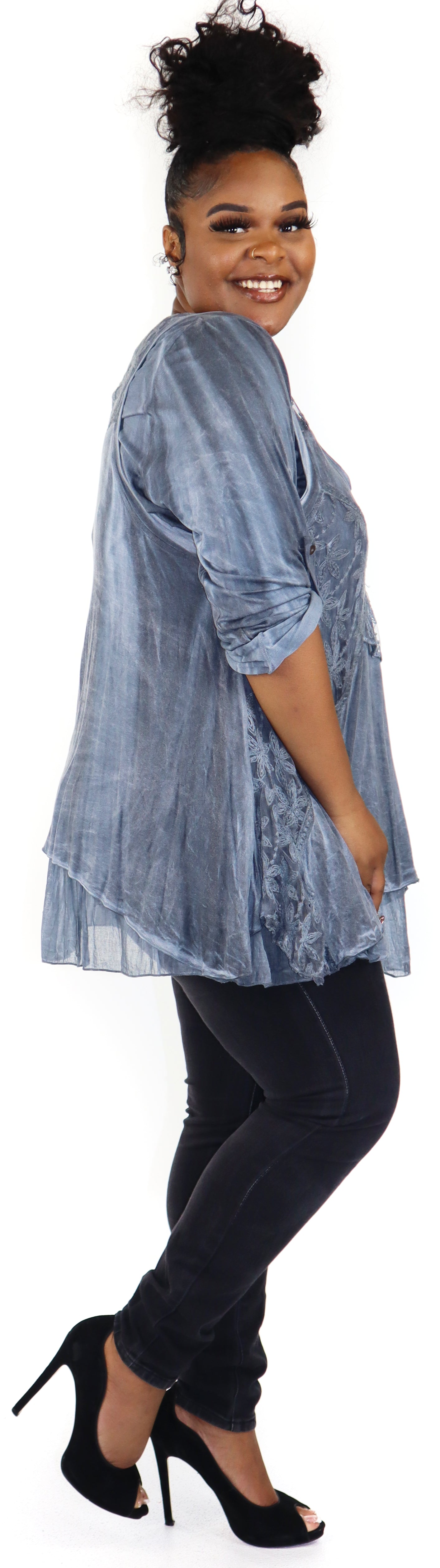 Women Plus Size Tunic top, 2 pc. Embroidered Lace Tunic, Women lace Blouse, Tunic and inner .