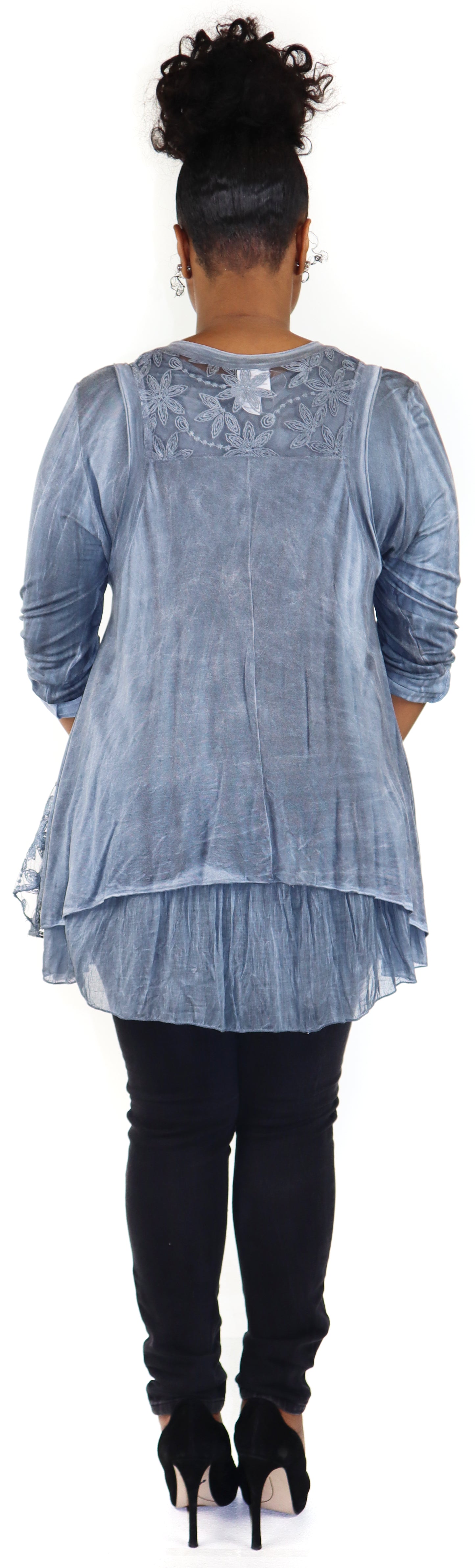 Women Plus Size Tunic top, 2 pc. Embroidered Lace Tunic, Women lace Blouse, Tunic and inner .
