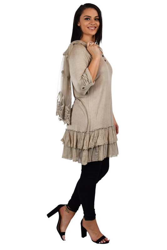 2 PC Lace Women Plus Size Tunic, Asymmetrical Lace Tunic, 2 Pc women blouse, Vintage look tunic, Loose fitting Tunic,