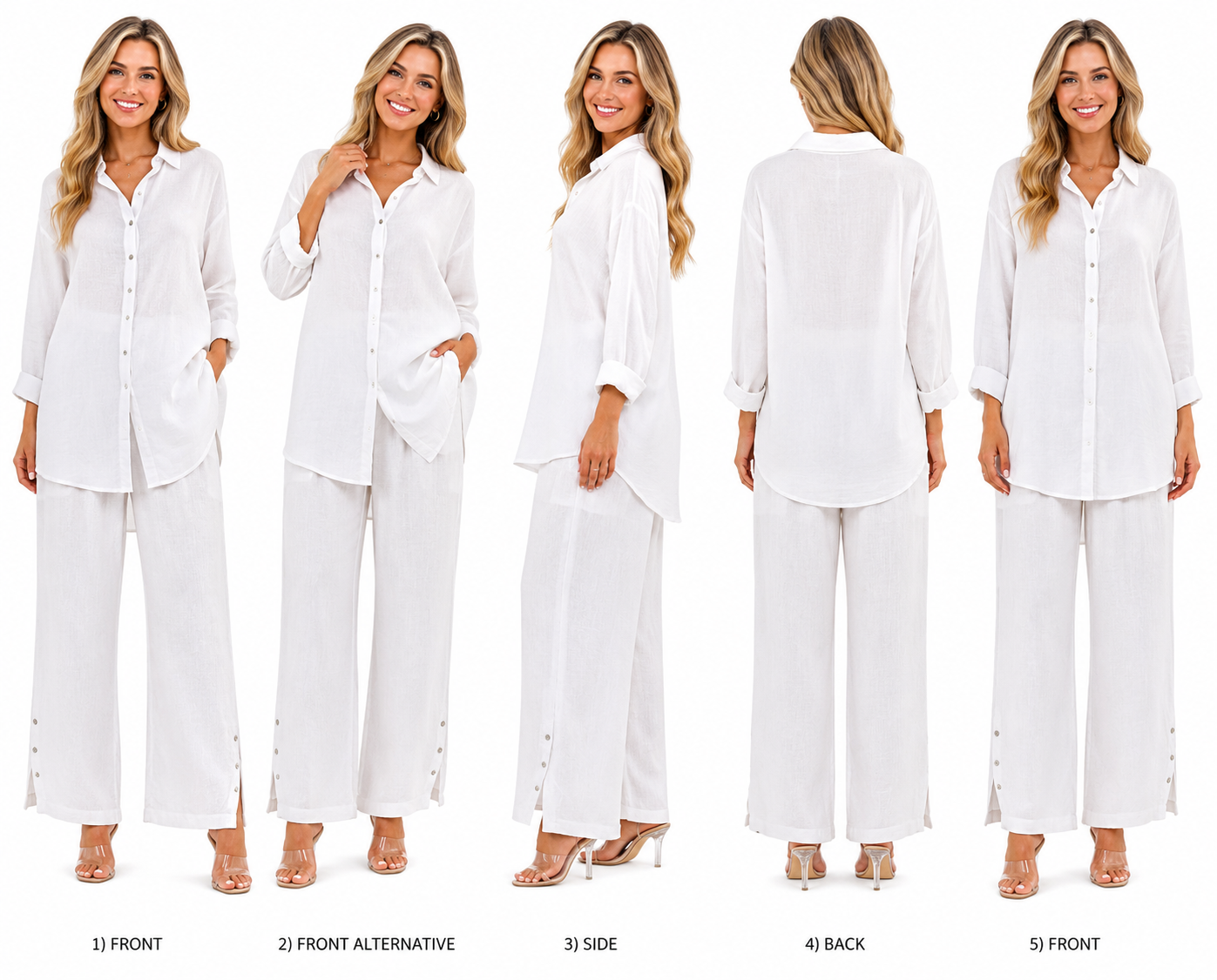 Womens 100% Linen 2 Piece Pant Set, Relaxed Comfy Fit | One Size (Fits S-3X)