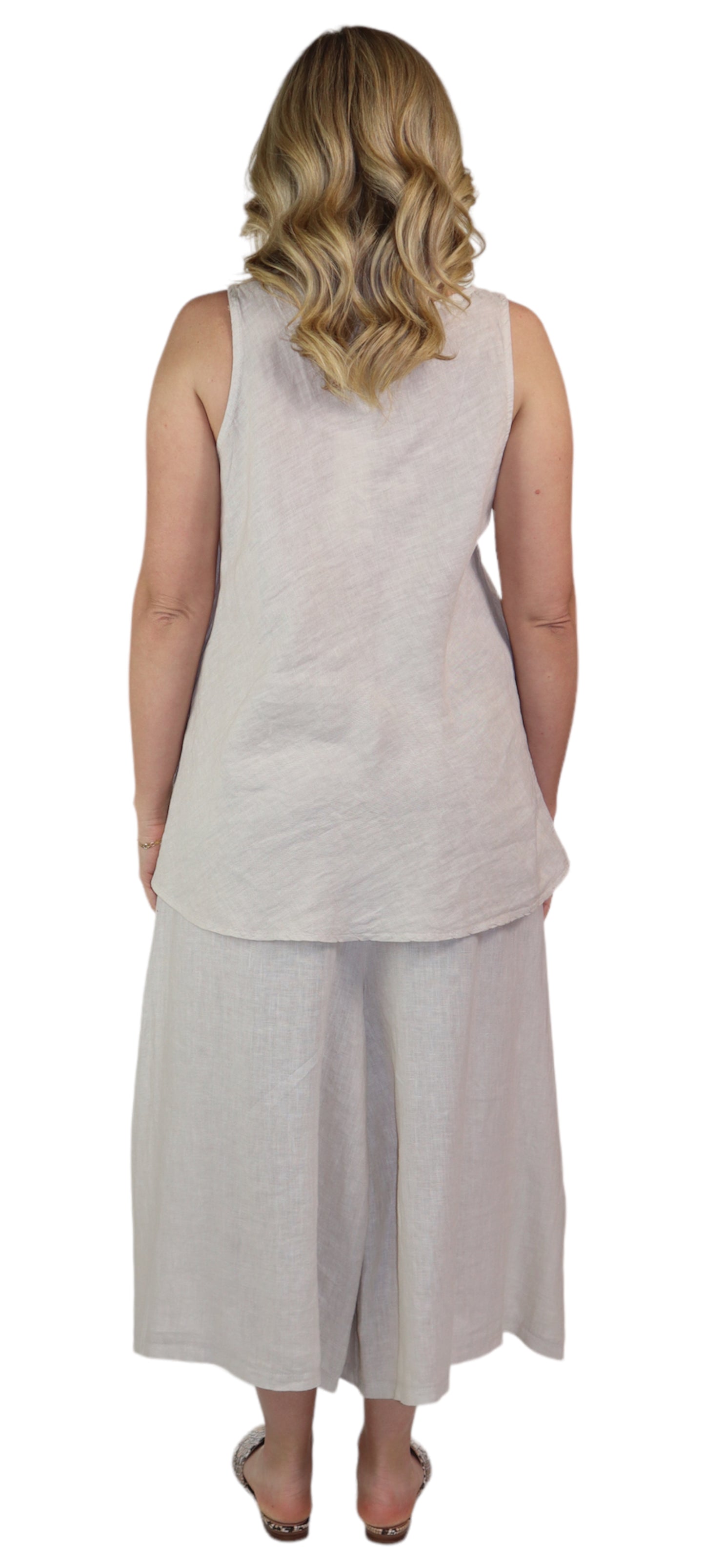 2 Piece Linen Culotte Pant Set, Linen Wide Leg Crop Pant Set, Linen Women Culotte Pants Set