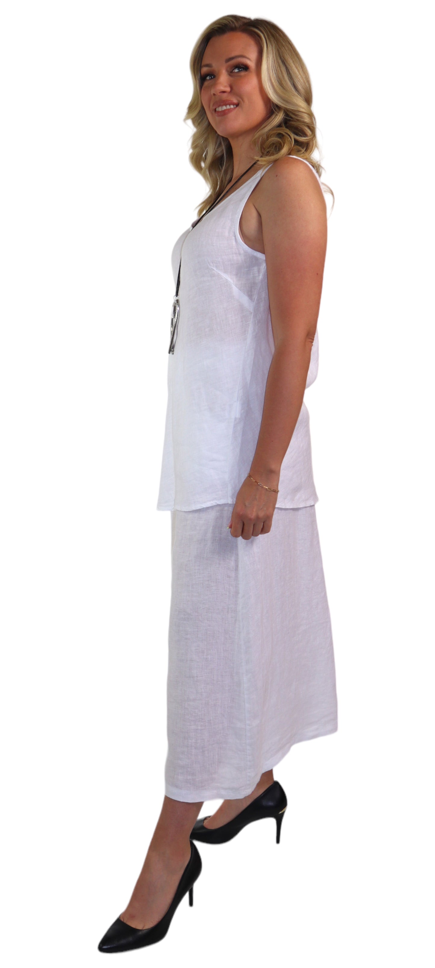 2 Piece Linen Culotte Pant Set, Linen Wide Leg Crop Pant Set, Linen Women Culotte Pants Set