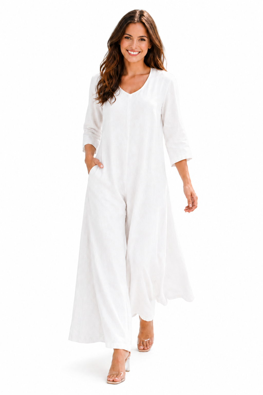 Women's Boho Linen Romper Overall Jumpsuit + Pants Set | One Size Fits All (S-XL)