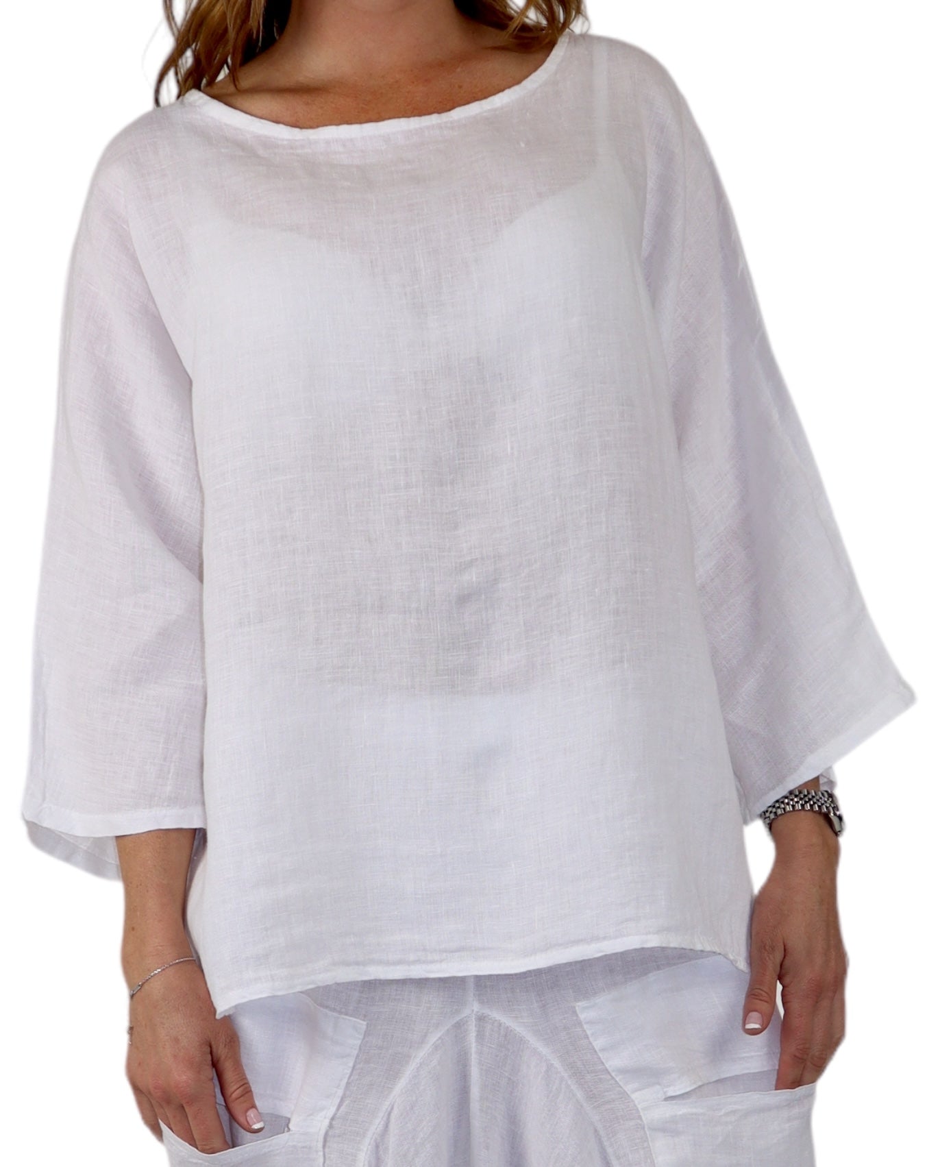 Womens Plus Size Oversized Baggy Swirl Print Artsy Bohemian 100% Linen Tunic Shirt Top | One Size Fits All