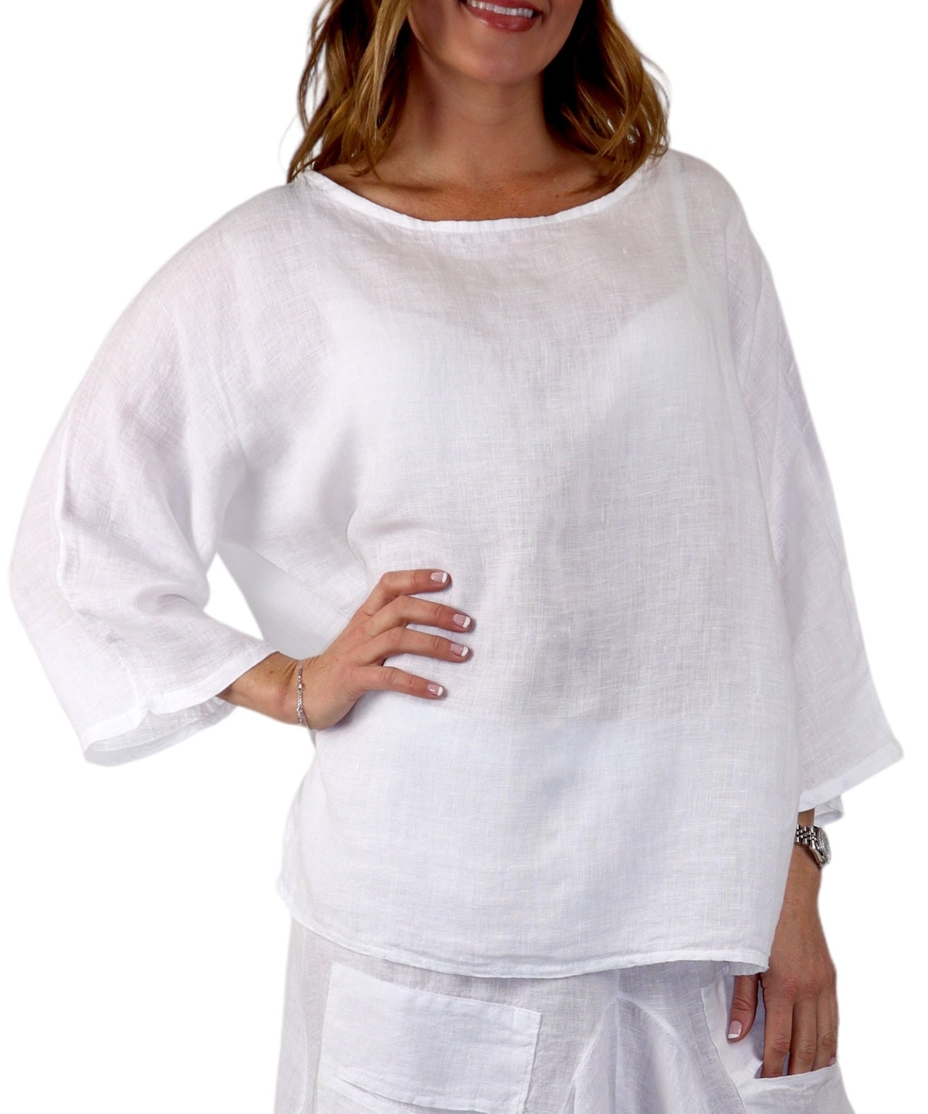 Womens Plus Size Oversized Baggy Swirl Print Artsy Bohemian 100% Linen Tunic Shirt Top | One Size Fits All