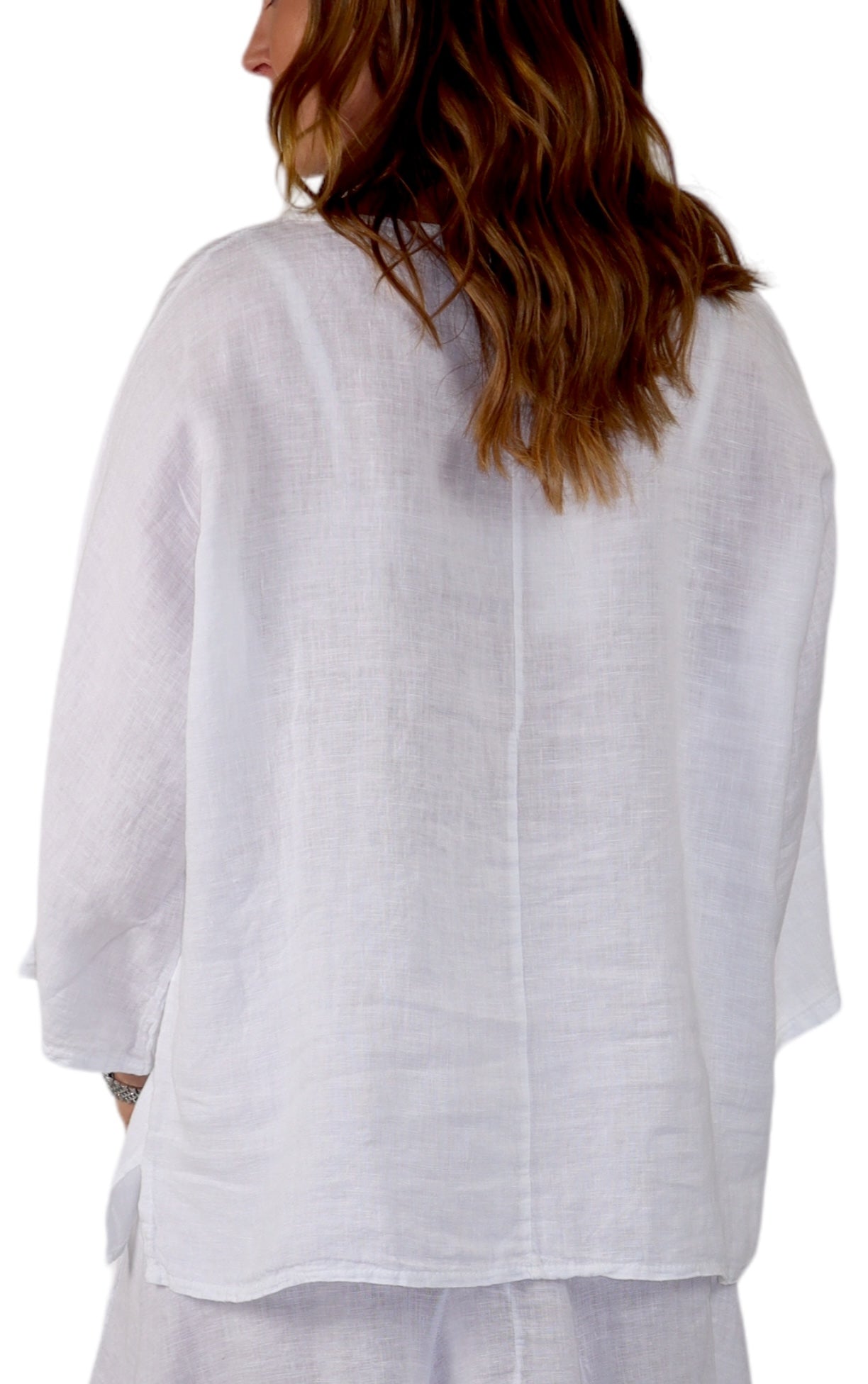 Womens Plus Size Oversized Baggy Swirl Print Artsy Bohemian 100% Linen Tunic Shirt Top | One Size Fits All