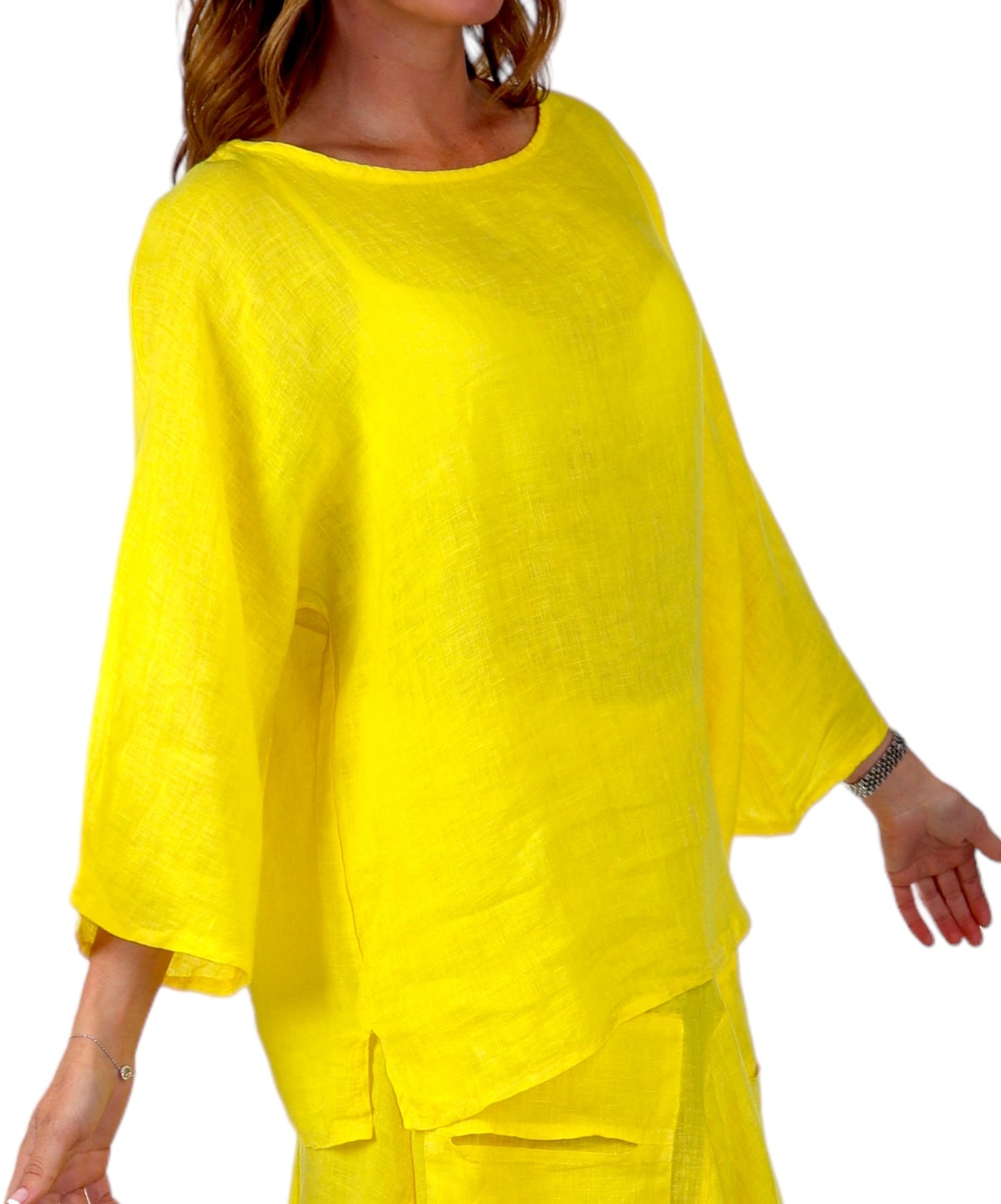 Womens Plus Size Oversized Baggy Swirl Print Artsy Bohemian 100% Linen Tunic Shirt Top | One Size Fits All