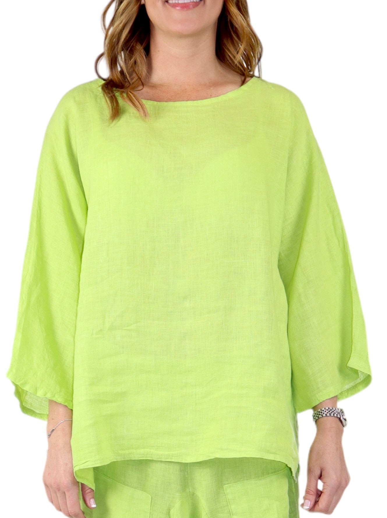 Womens Plus Size Oversized Baggy Swirl Print Artsy Bohemian 100% Linen Tunic Shirt Top | One Size Fits All