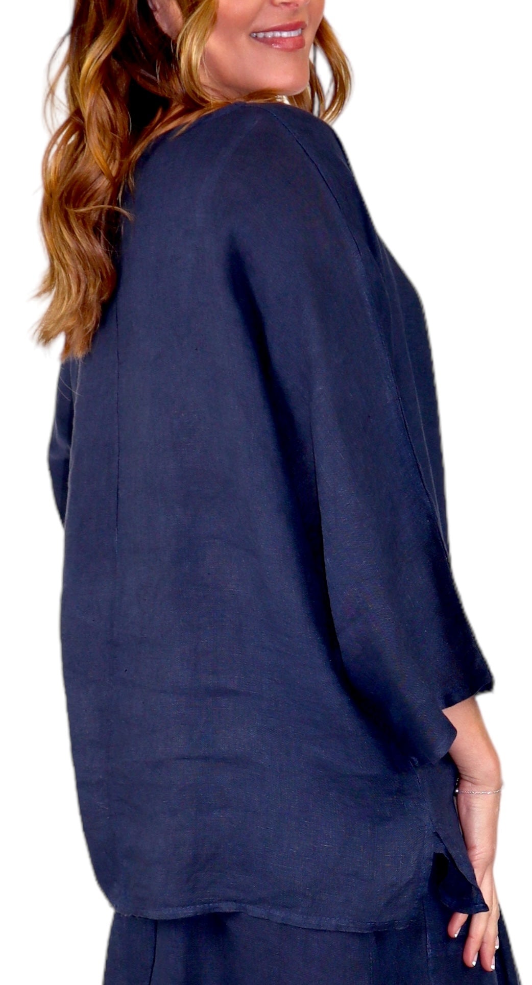 Womens Plus Size Oversized Baggy Swirl Print Artsy Bohemian 100% Linen Tunic Shirt Top | One Size Fits All