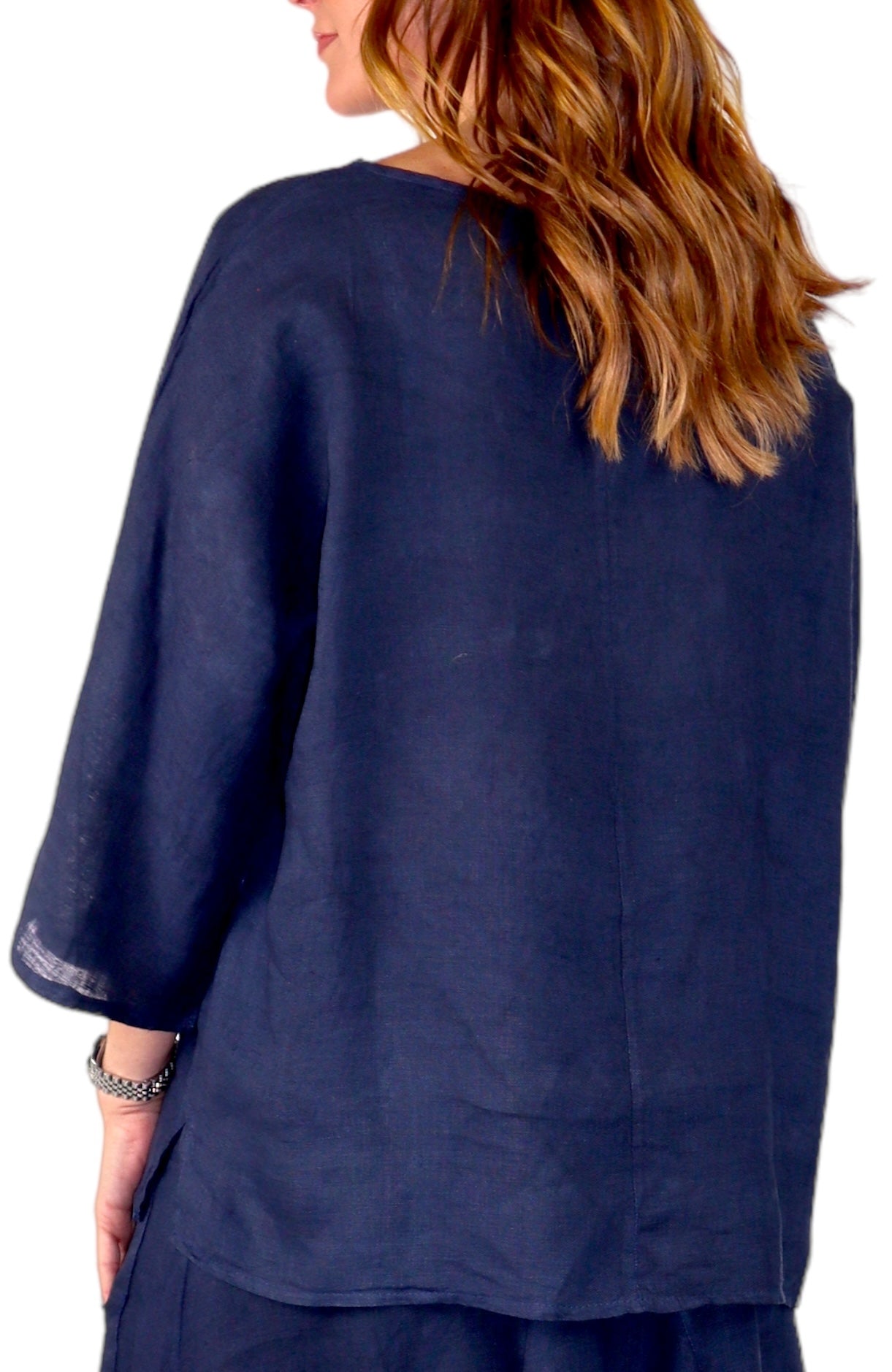 Womens Plus Size Oversized Baggy Swirl Print Artsy Bohemian 100% Linen Tunic Shirt Top | One Size Fits All