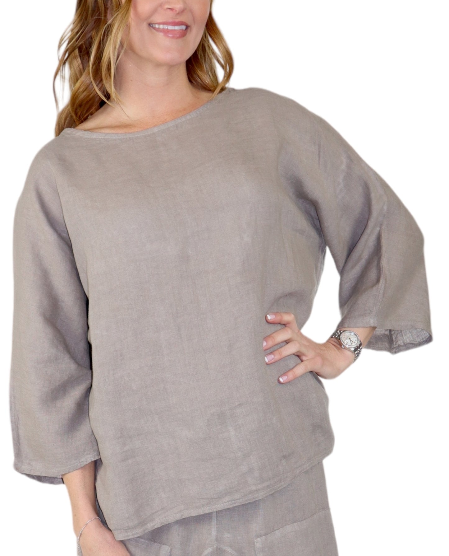 Womens Plus Size Oversized Baggy Swirl Print Artsy Bohemian 100% Linen Tunic Shirt Top | One Size Fits All