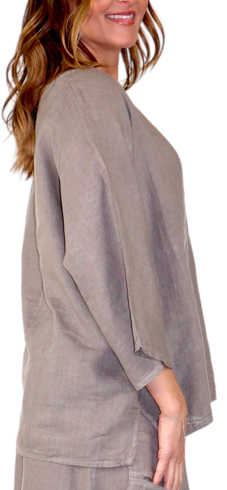 Womens Plus Size Oversized Baggy Swirl Print Artsy Bohemian 100% Linen Tunic Shirt Top | One Size Fits All