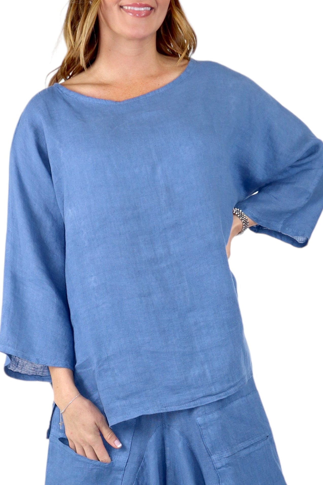 Womens Plus Size Oversized Baggy Swirl Print Artsy Bohemian 100% Linen Tunic Shirt Top | One Size Fits All