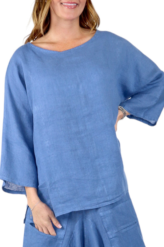 Womens Plus Size Oversized Baggy Swirl Print Artsy Bohemian 100% Linen Tunic Shirt Top | One Size Fits All