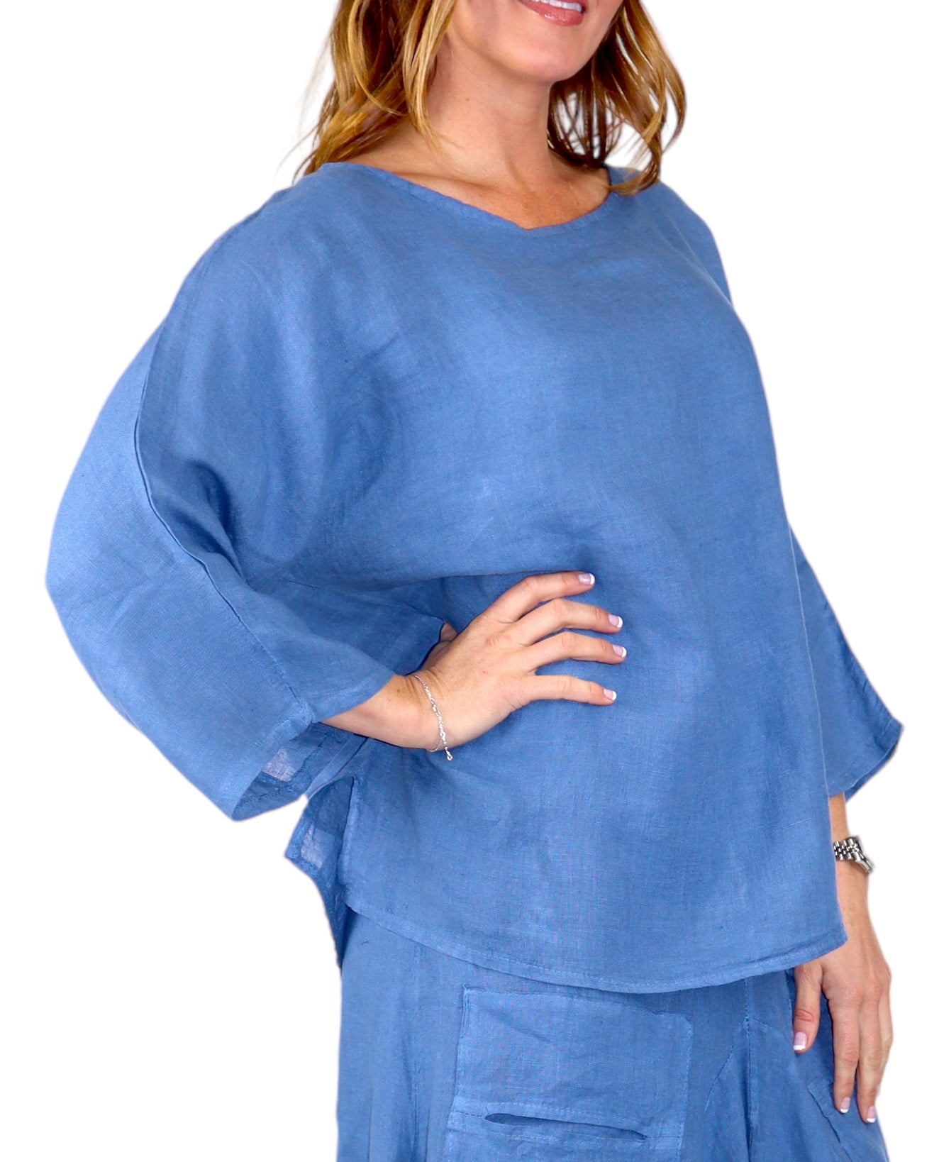 Womens Plus Size Oversized Baggy Swirl Print Artsy Bohemian 100% Linen Tunic Shirt Top | One Size Fits All