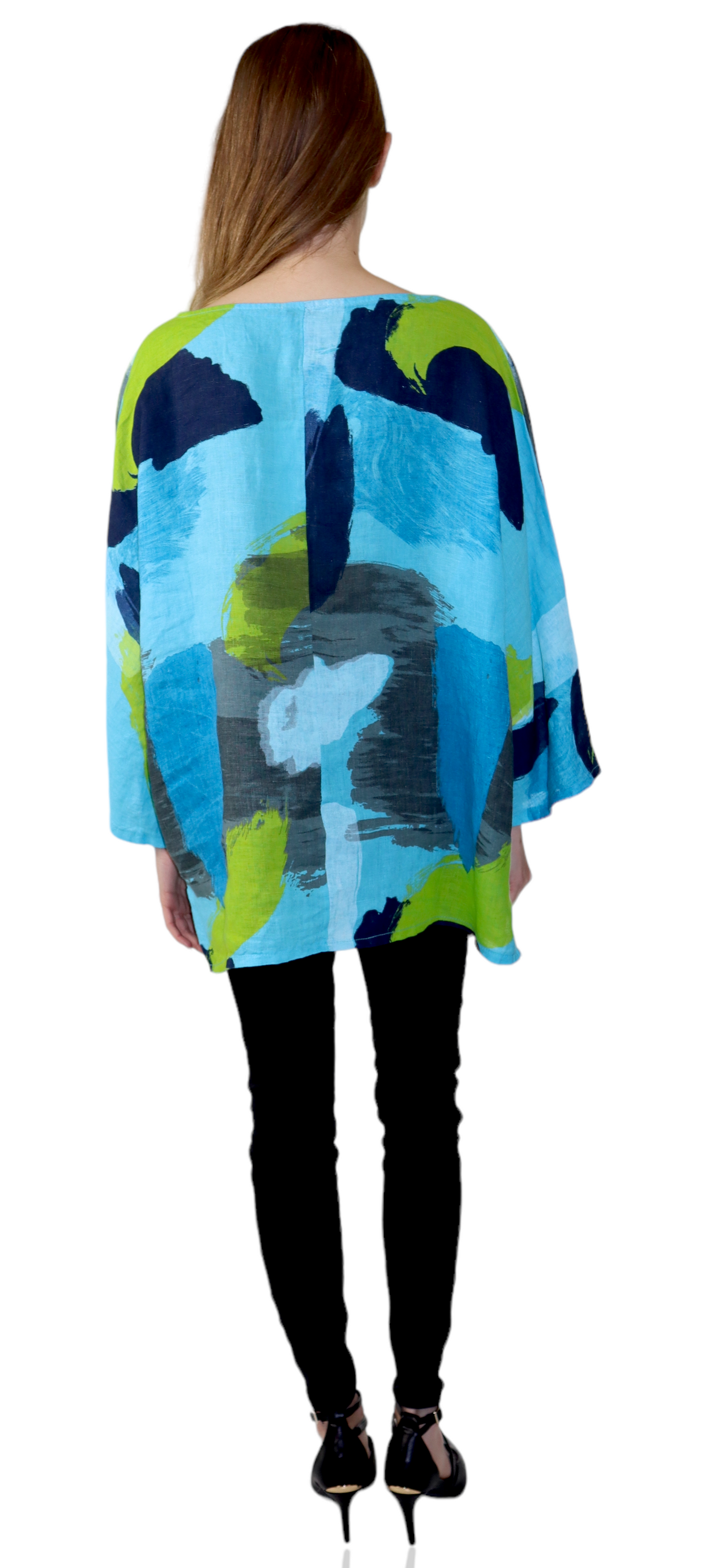 Womens Plus Size Oversized Baggy Swirl Print Artsy Bohemian 100% Linen Tunic Shirt Top | One Size Fits All (Copy)