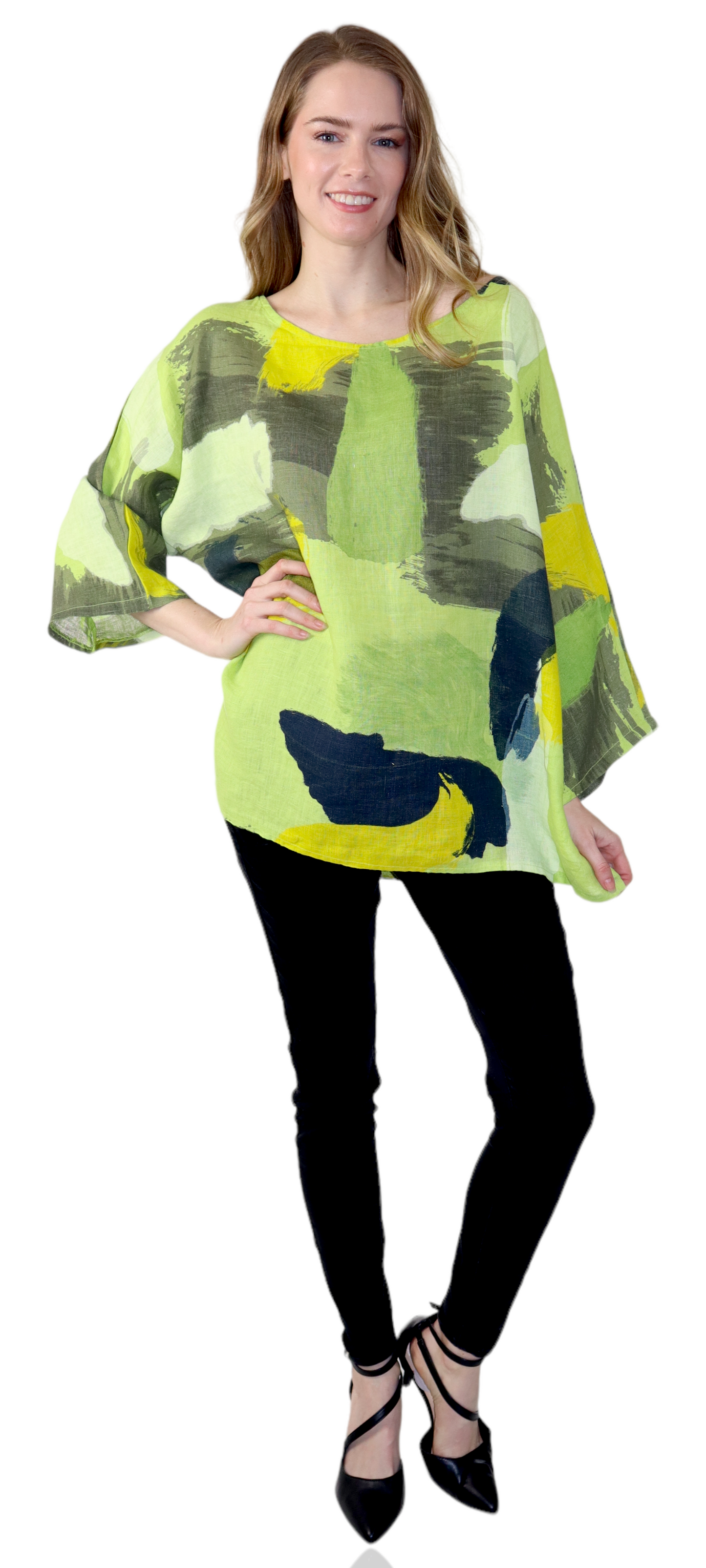Womens Plus Size Oversized Baggy Swirl Print Artsy Bohemian 100% Linen Tunic Shirt Top | One Size Fits All (Copy)
