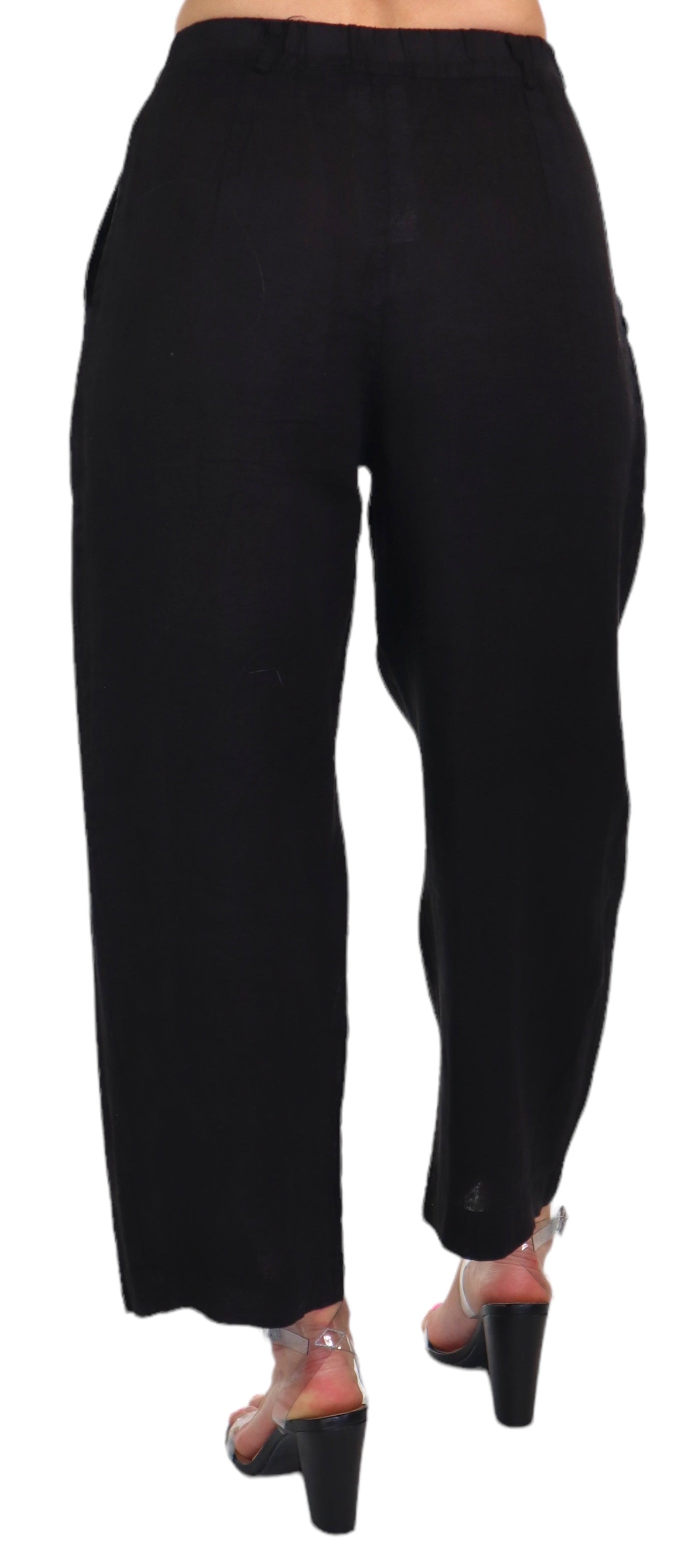 Womens Breathable Linen Relaxed Fit Tapered Pants with Side Pockets