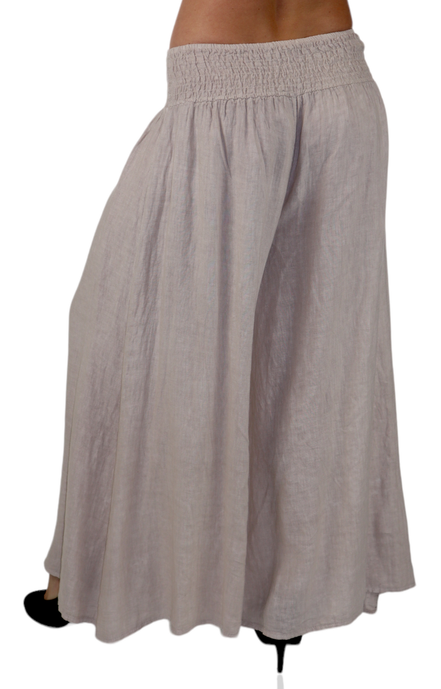 Women Linen Wide legged Palazzo Pants, Designer Comfy and Breathable Flounce Pants | One Size Fits All