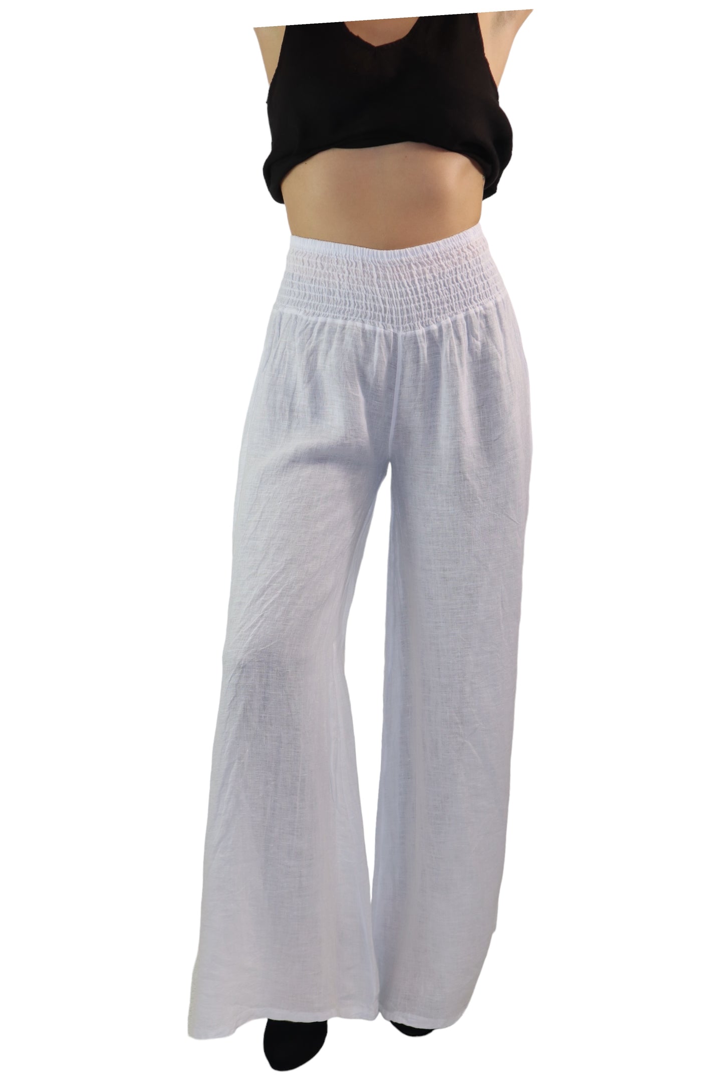 Women Linen Wide legged Palazzo Pants, Designer Comfy and Breathable Flounce Pants | One Size Fits All
