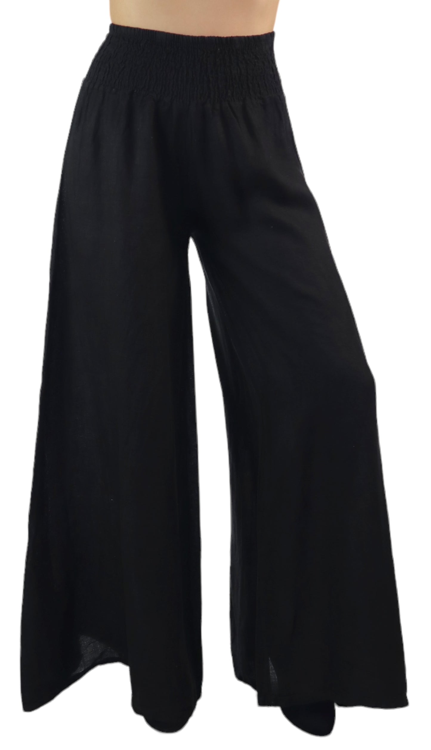Women Linen Wide legged Palazzo Pants, Designer Comfy and Breathable Flounce Pants | One Size Fits All
