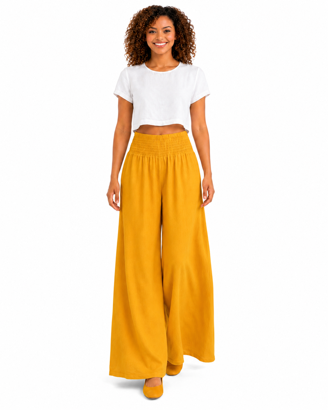 Women Linen blend Wide legged Palazzo Pants, Designer Comfy and Breathable Flounce Pants | One Size Fits All
