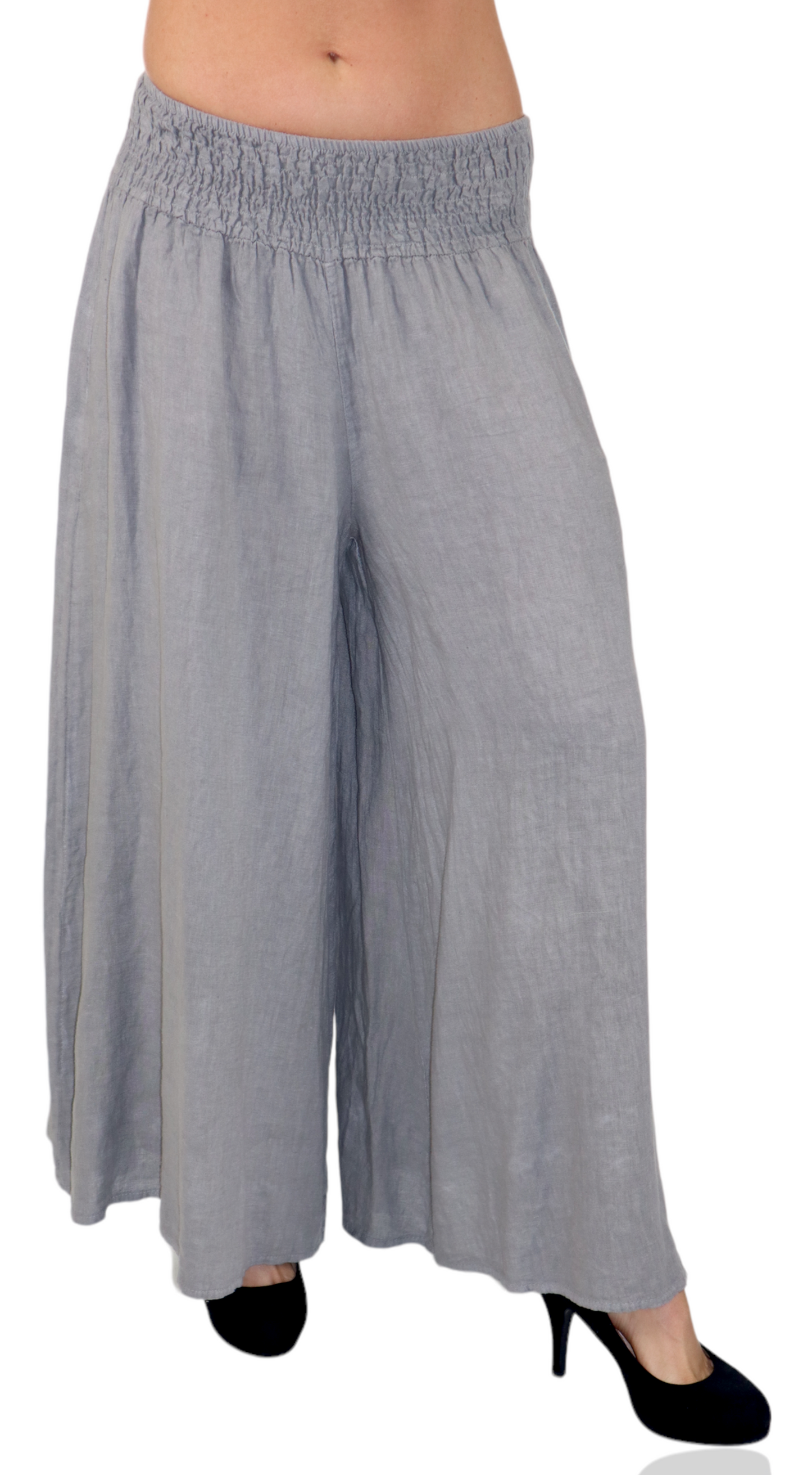 Women Linen Wide legged Palazzo Pants, Designer Comfy and Breathable Flounce Pants | One Size Fits All