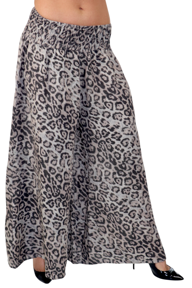 Women Cheetah Linen Wide legged Palazzo Pants, Designer Comfy and Breathable Flounce Pants | One Size Fits All